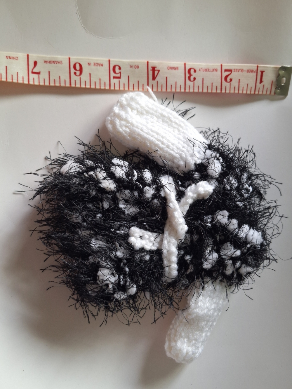 Handmade Black & White Plush Doll Coat
